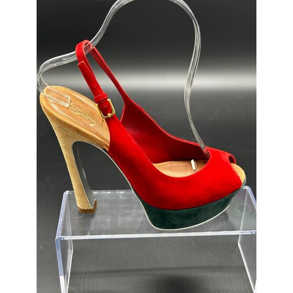 Yves saint Laurent suede peep toe platform - Picture 7 of 16